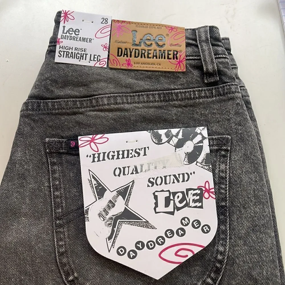 Lee x Daydreamer Women's High Rise 90’s Straight leg Jeans washed black NWT 28